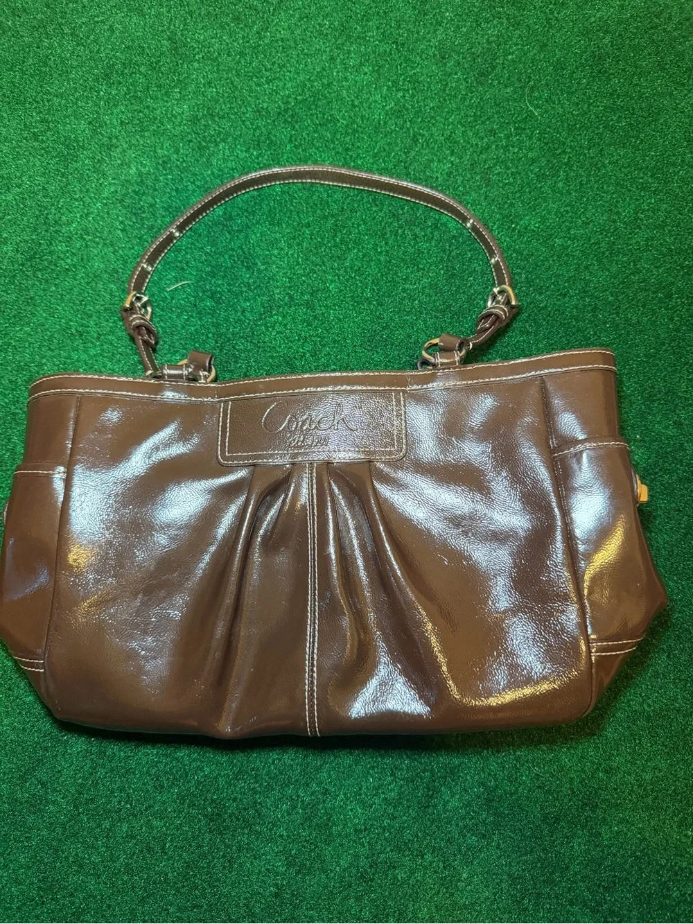 Coach Brown Leather Patent Shoulder Bag